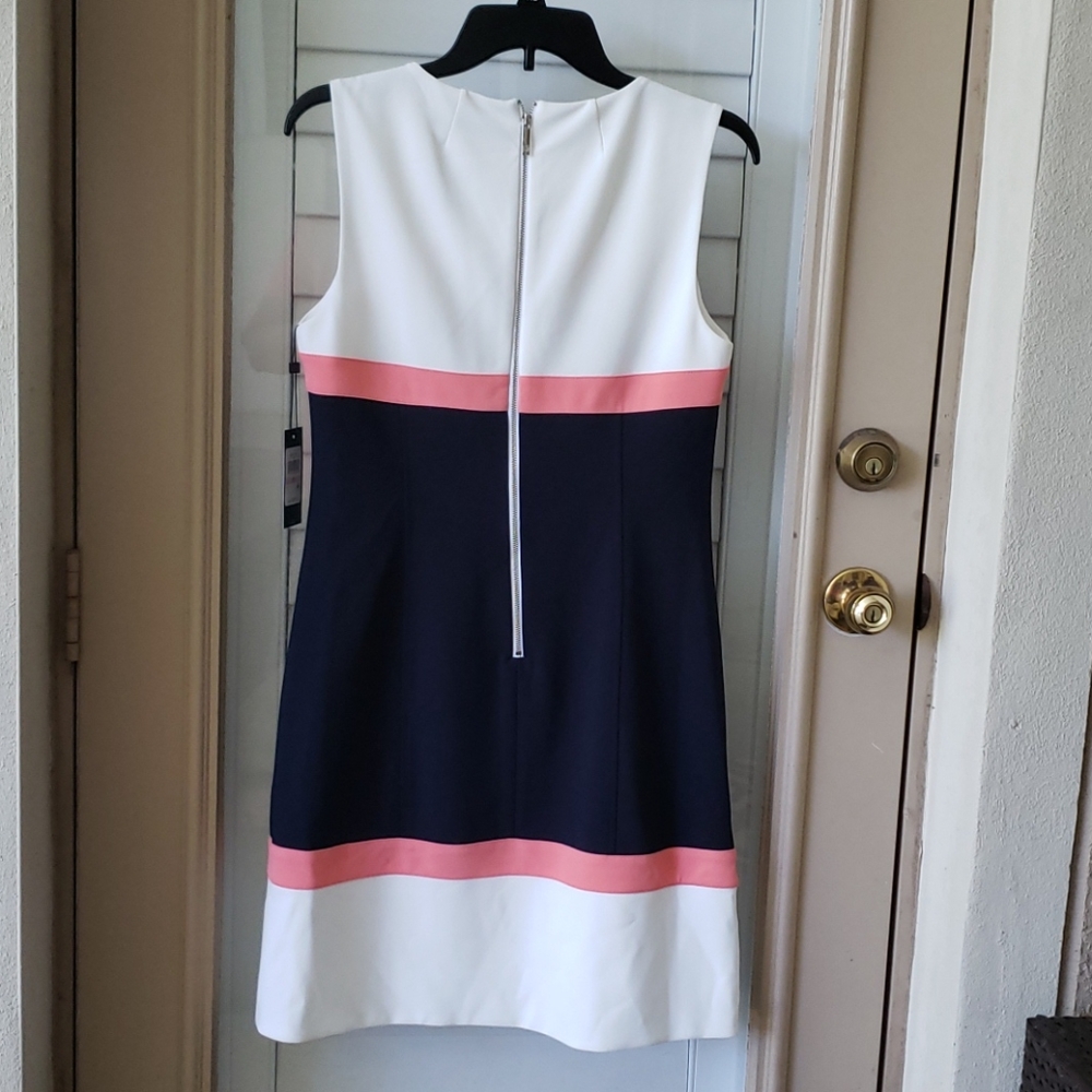 Tommy Hilfiger Navy/Coral/White Sheath Dress Sz10 - Picture 6 of 10
